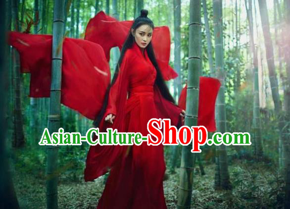 Traditional Ancient Chinese Female Costume, Chinese Tang Dynasty Swordswoman Red Dress, Cosplay Chinese Chivalrous Swordsman Clothing for Women
