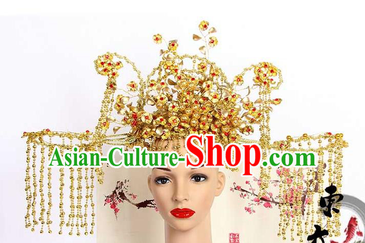 Chinese Wedding Jewelry Accessories, Traditional Xiuhe Suits Wedding Bride Flowers Headwear, Wedding Phoenix Crown, Ancient Chinese Phoenix Coronet for Women