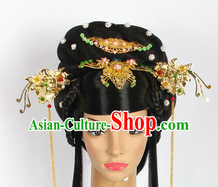 Chinese Wedding Jewelry Accessories, Traditional Xiuhe Suits Wedding Bride Flowers Headwear, Wedding Phoenix Crown, Ancient Chinese Phoenix Coronet Complete Set for Women