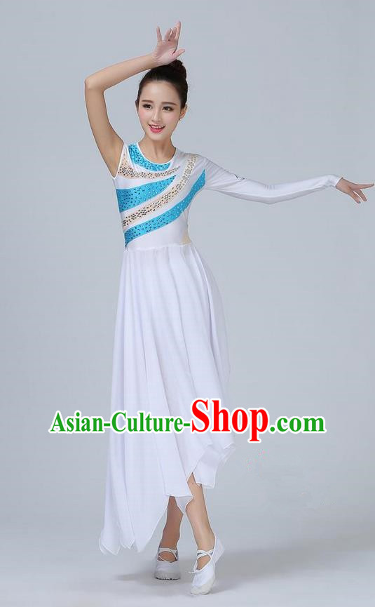 Traditional Modern Dancing Compere Costume, Women Opening Classic Chorus Singing Group Dance Dress, Modern Dance Classic Lotus Dance Paillette Dress for Women