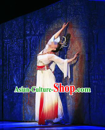 Traditional Chinese Ancient Yangge Fan Dancing Costume, Folk Dance Long Wide Sleeve Uniforms, Classic Tang Dynasty Flying Dance Elegant Fairy Dress Drum Palace Lady Dance Clothing for Women
