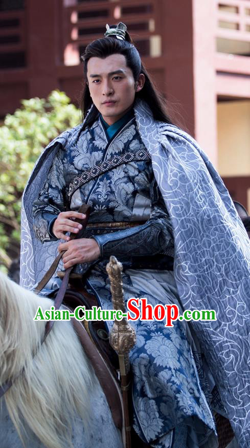 Traditional Ancient Chinese Elegant Swordsman Costume, Chinese Western Wei Dynasty Jiang Hu Swordsman Robe, Cosplay Prince Nobility Childe Chinese General Hanfu Clothing for Men