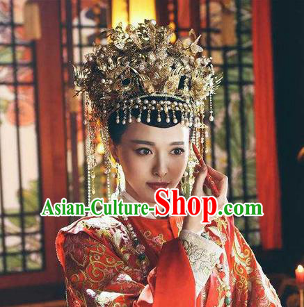 Traditional Handmade Chinese Ancient Classical Hair Accessories, Han Dynasty Bride Wedding Barrettes Phoenix Coronet, Xiuhe Suit Hanfu Hair Sticks Hair Jewellery, Hair Fascinators Hairpins for Women