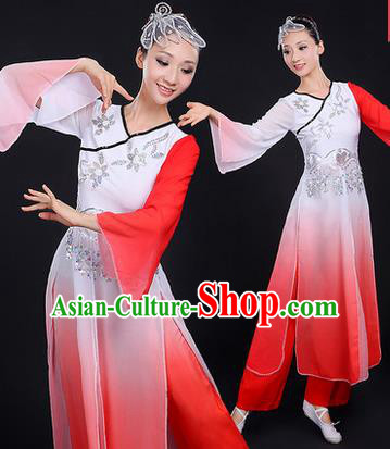 Traditional Chinese Yangge Fan Dancing Costume, Folk Dance Yangko Mandarin Sleeve Paillette Uniforms, Classic Dance Elegant Dress Drum Dance Paillette Pink Clothing for Women