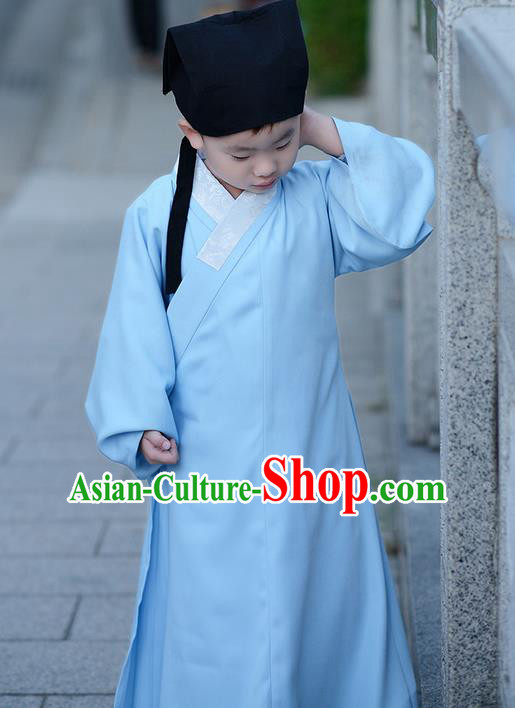 Traditional Ancient Chinese Children Elegant Costume Slant Opening Robe, Elegant Hanfu Clothing Chinese Ming Dynasty Scholar Clothing for Kids