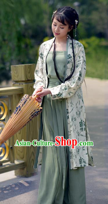 Traditional Ancient Chinese Young Lady Elegant Costume Embroidered BeiZi Long Cardigan, Elegant Hanfu Clothing Chinese Song Dynasty Imperial Princess Clothing for Women