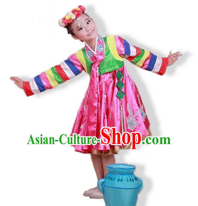 Traditional Chinese Ancient Korean Nationality Dancing Children Girls Costume Dance Clothing for Kids