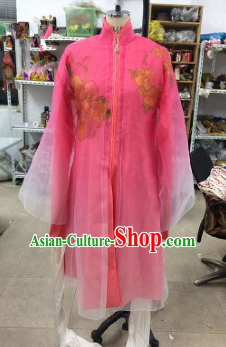 Traditional Chinese Ancient Peking Opera Diva Water Sleeve Dancing Pink Costume, Classical Folk Dance Costume Drum Dance Clothing for Women