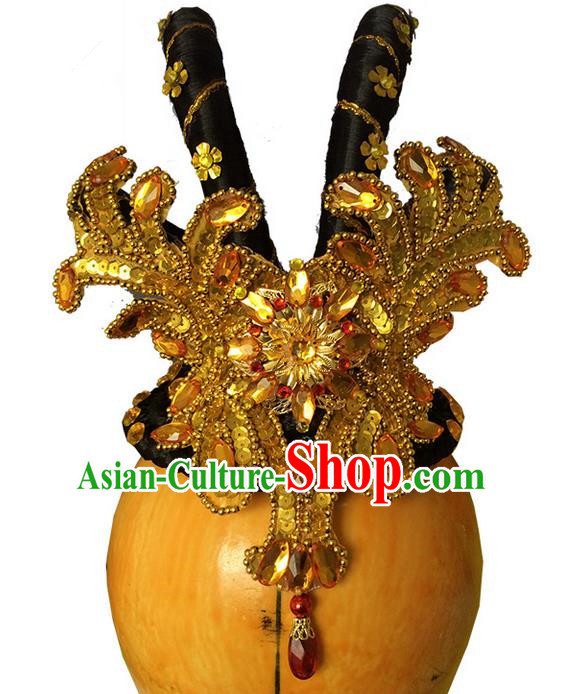 Traditional Ancient Chinese Classical Peking Opera Hair Accessories Props, Peking Opera Headwear Classical Flying Dance Hair Ornaments for Women