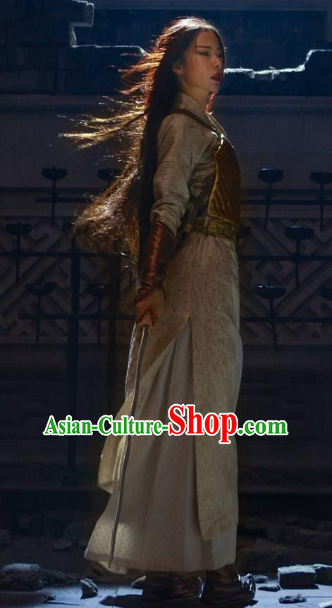 Traditional Ancient Chinese Elegant Female Swordsman Costume, Chinese Ancient Warrior General Corselet Dress, Cosplay Chinese Emprise Film Sword Master Chivalrous Expert Chinese Ming Dynasty Kawaler Hanfu Clothing for Women