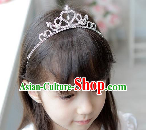 Top Grade Handmade Classical Hair Accessories, Children Baroque Style Crystal Princess Royal Crown Hair Jewellery Hair Clasp for Kids Girls