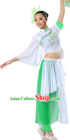 Traditional Chinese Classical Dance Umbrella Dance Yangge Fan Dancing Costume, Folk Dance Drum Dance Uniform Yangko Costume Complete Set for Women