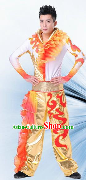 Traditional Chinese Classical Dance Yangge Lion Dance Costume, Folk Dance Drum Dance Uniform Yangko Clothing Complete Set for Men