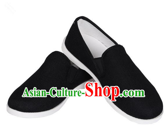 Top Grade Kung Fu Martial Arts Shoes Pulian Shoes, Chinese Traditional Tai Chi Linen Black Shoes Cloth Zen Shoes for Women for Men