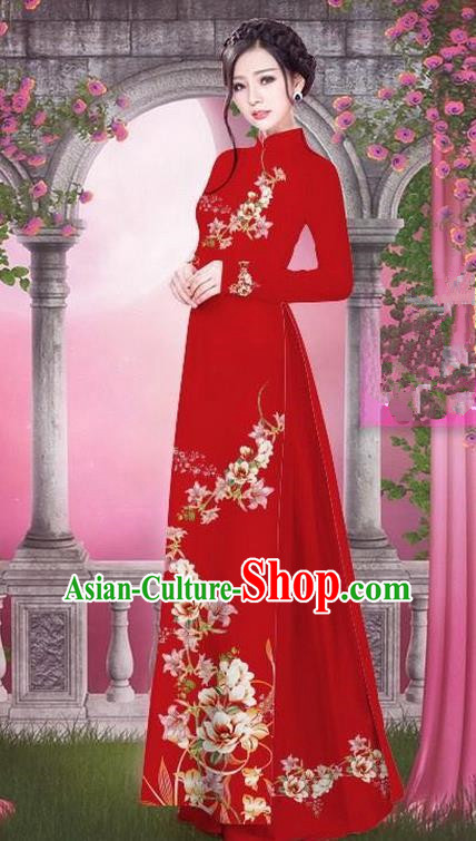 Ethnic Clothing Ao Dai Vietnam Traditional Dress Red Modern Cheongsam Qipao  Vietnamese Party Dresses Oriental Style Plus Size Women From 69,58 €