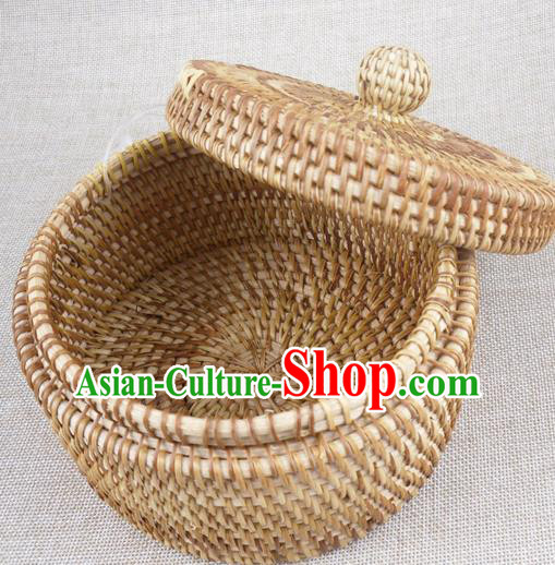 Top Asian Vietnamese Traditional Rattan Plaited Articles, Vietnam Tea Caddy Handicraft Candy Jar Canister