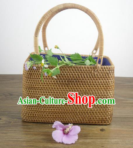 Top Asian Vietnamese Traditional Rattan Plaited Articles Handbag, Vietnam Rattan Plaited Bag for Women