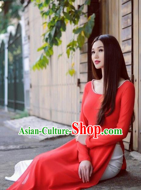 Ethnic Clothing Ao Dai Vietnam Traditional Dress Red Modern Cheongsam Qipao  Vietnamese Party Dresses Oriental Style Plus Size Women From 69,58 €