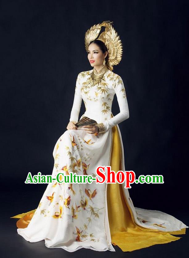 Top Grade Asian Vietnamese Traditional Dress, Vietnam Ao Dai Dress Red  Cheongsam Clothing for Women