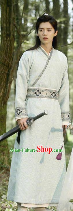 Chinese Ancient Tang Dynasty Kawaler Costume and Headwear, Fighter of the Destiny Traditional Chinese Ancient Swordsman Clothing Complete Set for Men
