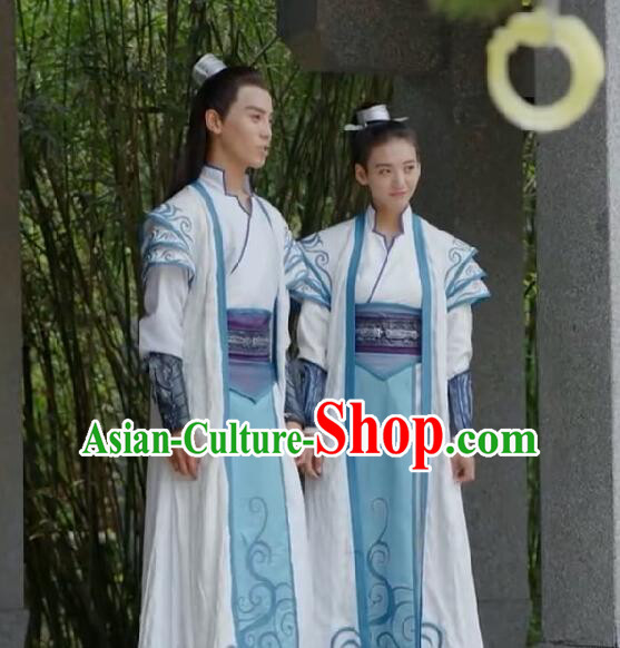 Traditional Chinese Ancient Tang Dynasty Taoist Priest Costumes and Headpiece Complete Set, Fighter of the Destiny Ancient Swordsman Clothing for Men for Women