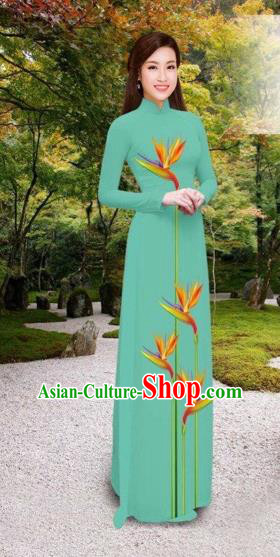 Traditional Top Grade Asian Vietnamese Costumes Classical Printing