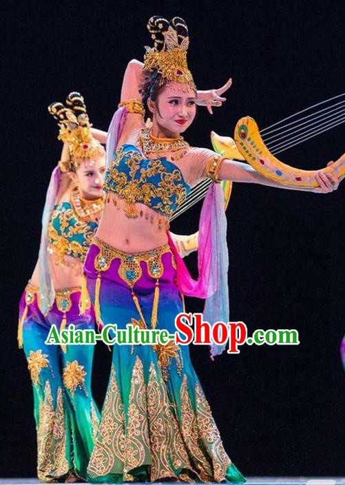 Traditional Chinese Ancient Palace Lady Dance Costume, Flying Dance Water Sleeve Clothing, Umbrella Dance Peri Dress for Women