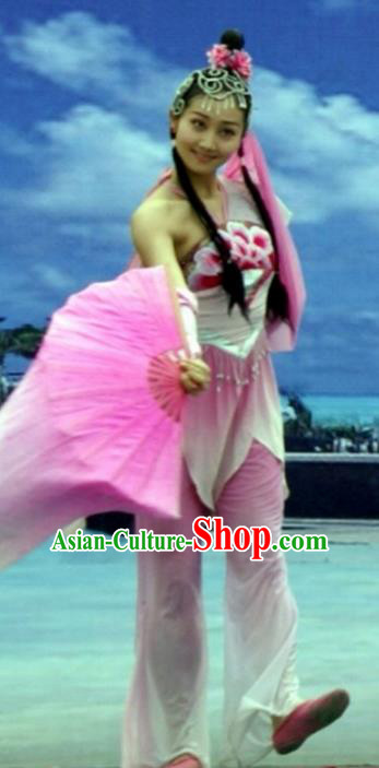 Traditional Chinese Yangko Dance Costume, Fan Dance Clothing, Umbrella Dance Dress for Women