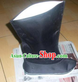 Traditional Chinese Peking Opera Shoes, China Ancient Officer Boots, Chinese Qing Dynasty Minister Black Cloth Boots for Men