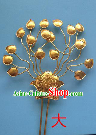 Traditional Chinese Ancient Classical Handmade Imperial Empress Hair Accessories Golden Headwear Hairpin for Women
