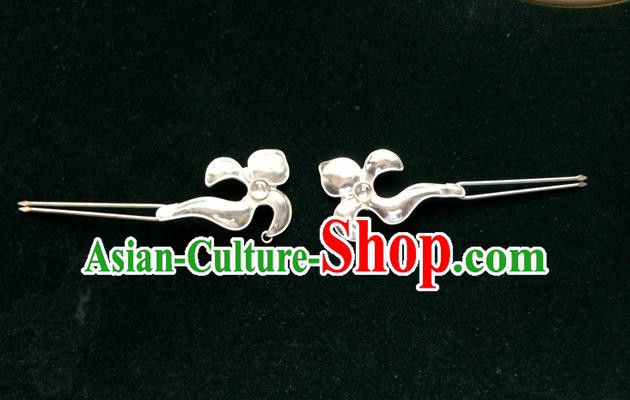 Traditional Chinese Ancient Classical Handmade Silver Hairpin Jewelry Accessories Hanfu Combs and Sticks for Women