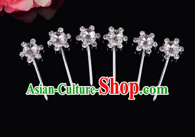 Chinese Ancient Peking Opera Hair Accessories Young Lady Diva Head Ornaments, Traditional Chinese Beijing Opera Hua Tan White Crystal Bead Hairpins