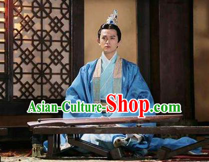 Traditional Chinese Ancient Warring States Time Prince Costumes, Song of Phoenix Chu State Nobility Childe Hanfu Clothing and Handmade Headpiece Complete Set