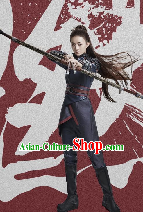 Traditional Ancient Chinese Northern and Southern Dynasties Swordswoman Costume, Princess Agents Northern Wei Dynasty Female Assassin Clothing and Headpiece Complete Set