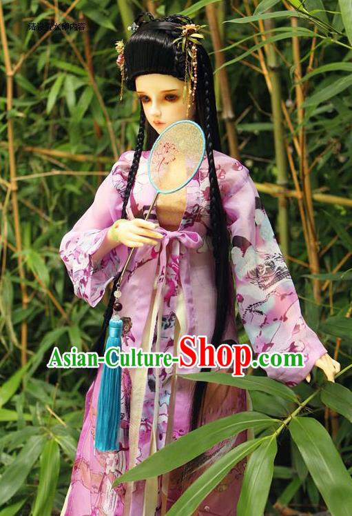 Top Grade Traditional China Ancient Palace Lady Costumes Complete Set, China Ancient Cosplay Tang Dynasty Princess Pink Dress Clothing for Adults and Kids
