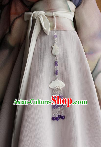 Top Grade Traditional China Ancient Palace Jade Accessories Pendant, China Ancient Swordsman Beads Tassel Waist Pendant