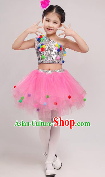 Top Grade Chinese Professional Performance Costume, Children Bubble Full Dress Modern Dance Dress for Girls Kids