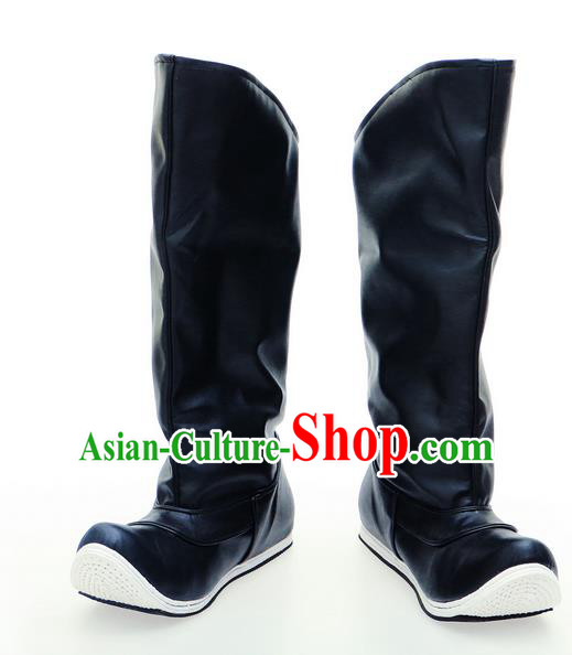 Chinese Ancient Peking Opera Leather Shoes, Traditional Chinese Beijing Opera Hanfu Officer Boots for Men