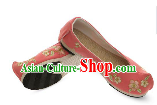 Chinese Ancient Peking Opera Young Lady Shoes, Traditional Chinese Beijing Opera Ancient Princess Hanfu Cloth Pink Shoes for Women