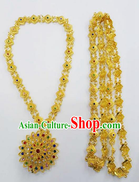 Traditional Thailand Ancient Handmade Jewelry Accessories Necklace, Traditional Thai China Dai Nationality Shoulder Chain for Women