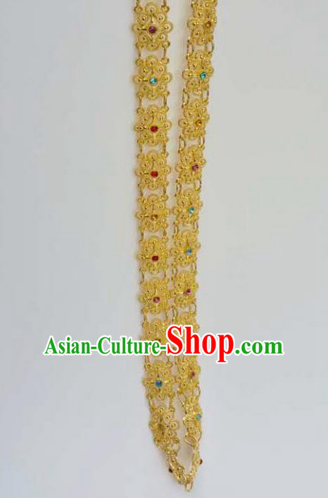 Traditional Thailand Ancient Handmade Jewelry Accessories Necklace, Traditional Thai China Dai Nationality Colorful Crystal Shoulder Chain for Women