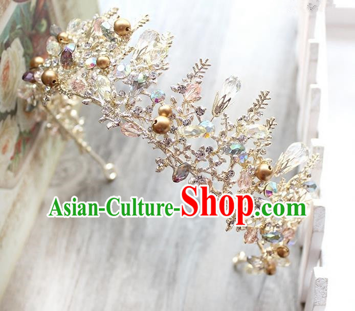 Top Grade Handmade Wedding Jewelry Hair Accessories, Traditional Crystal Royal Crown Wedding Headwear for Women