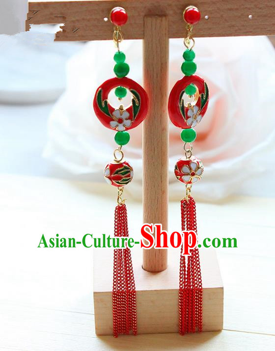 Top Grade Handmade Wedding Bride Accessories Earrings, Traditional Princess Wedding Colored Glaze Eardrop for Women
