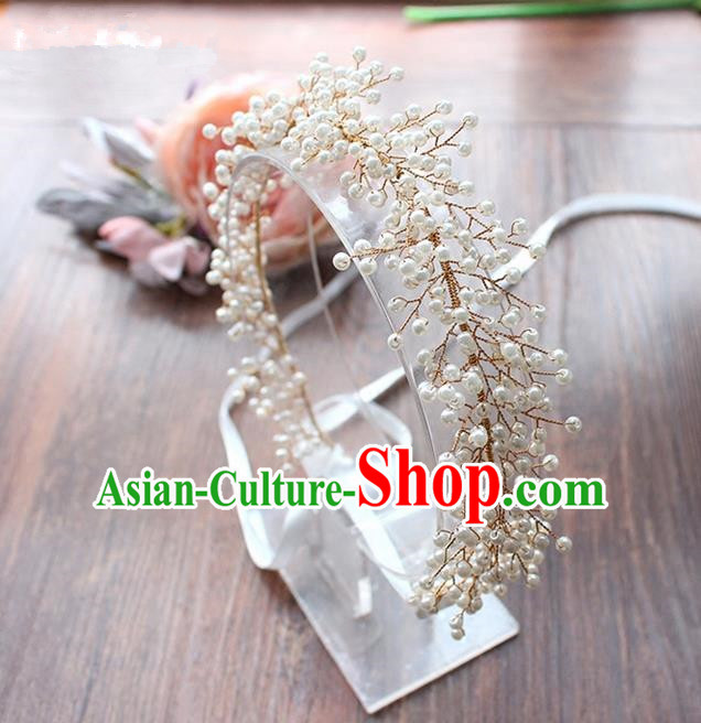 Top Grade Handmade Wedding Bride Hair Accessories Pearl Headwear, Traditional Princess Baroque Hair Accessories Hair Clasp for Women