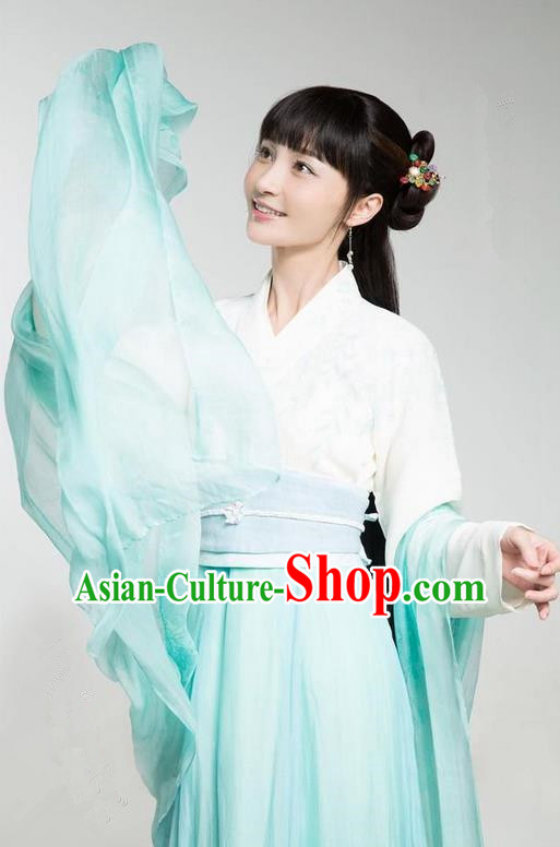 Traditional Ancient Chinese Northern and Southern Dynasties Princess Peri Costume, The Entangled Life of Qingluo Young Lady Dress Clothing and Headpiece Complete Set