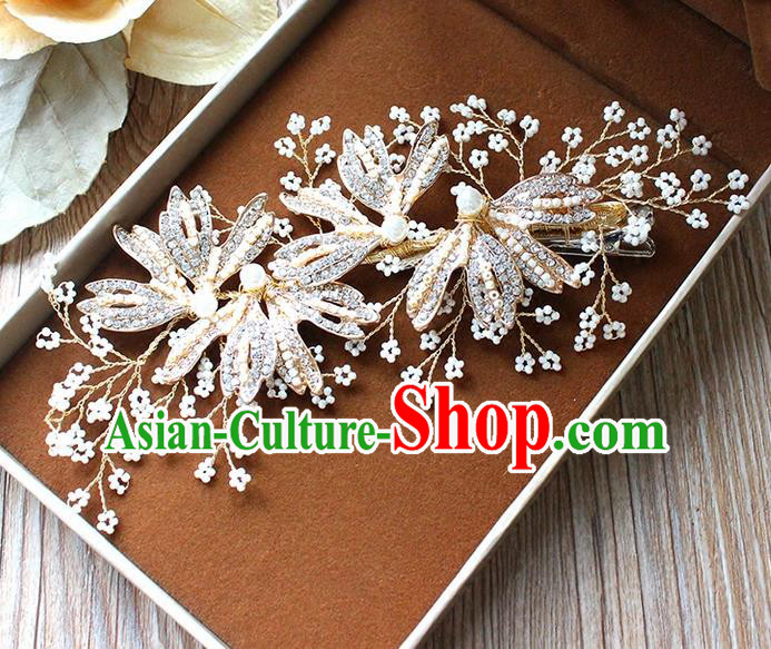 Top Grade Handmade Wedding Bride Hair Accessories Beads Hair Clasp, Traditional Princess Wedding Pearl Hair Stick Headwear for Women