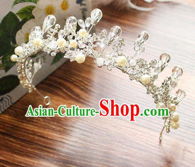 Top Grade Handmade Wedding Hair Accessories Bride Crystal Hair Clasp, Traditional Baroque Princess Royal Crown Wedding Headwear for Women