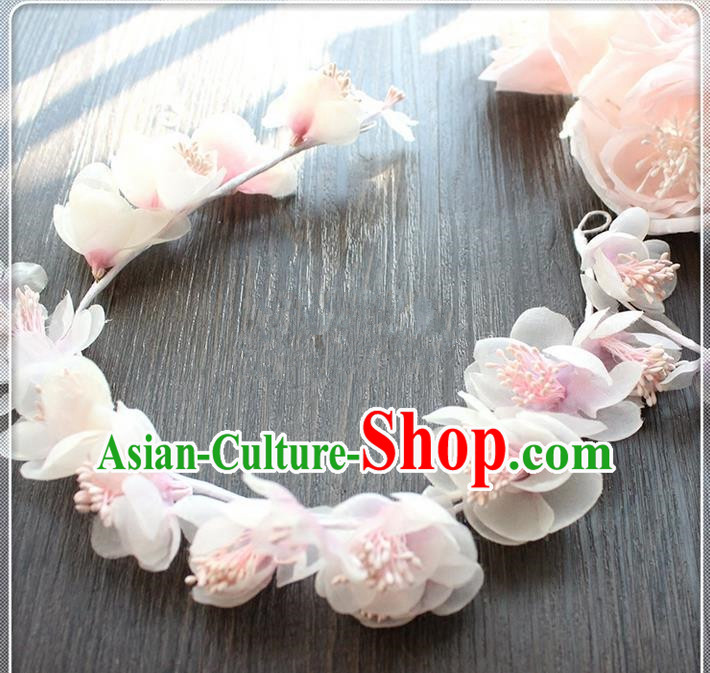 Top Grade Handmade Wedding Bride Hair Accessories Pink Flower Hair Clasp, Traditional Princess Baroque Hair Stick Headpiece Hairpins for Women