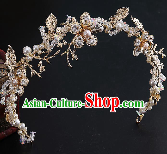 Top Grade Handmade Wedding Hair Accessories Bride Crystal Hair Clasp, Traditional Baroque Princess Pearl Headband Hair Clip Headpiece for Women