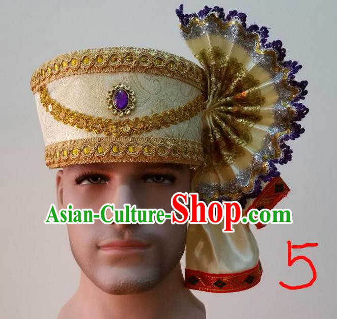 Traditional Traditional Thailand Accessories Purple Crystal Hat, Southeast Asia Thai Dai Nationality Headwear for Men